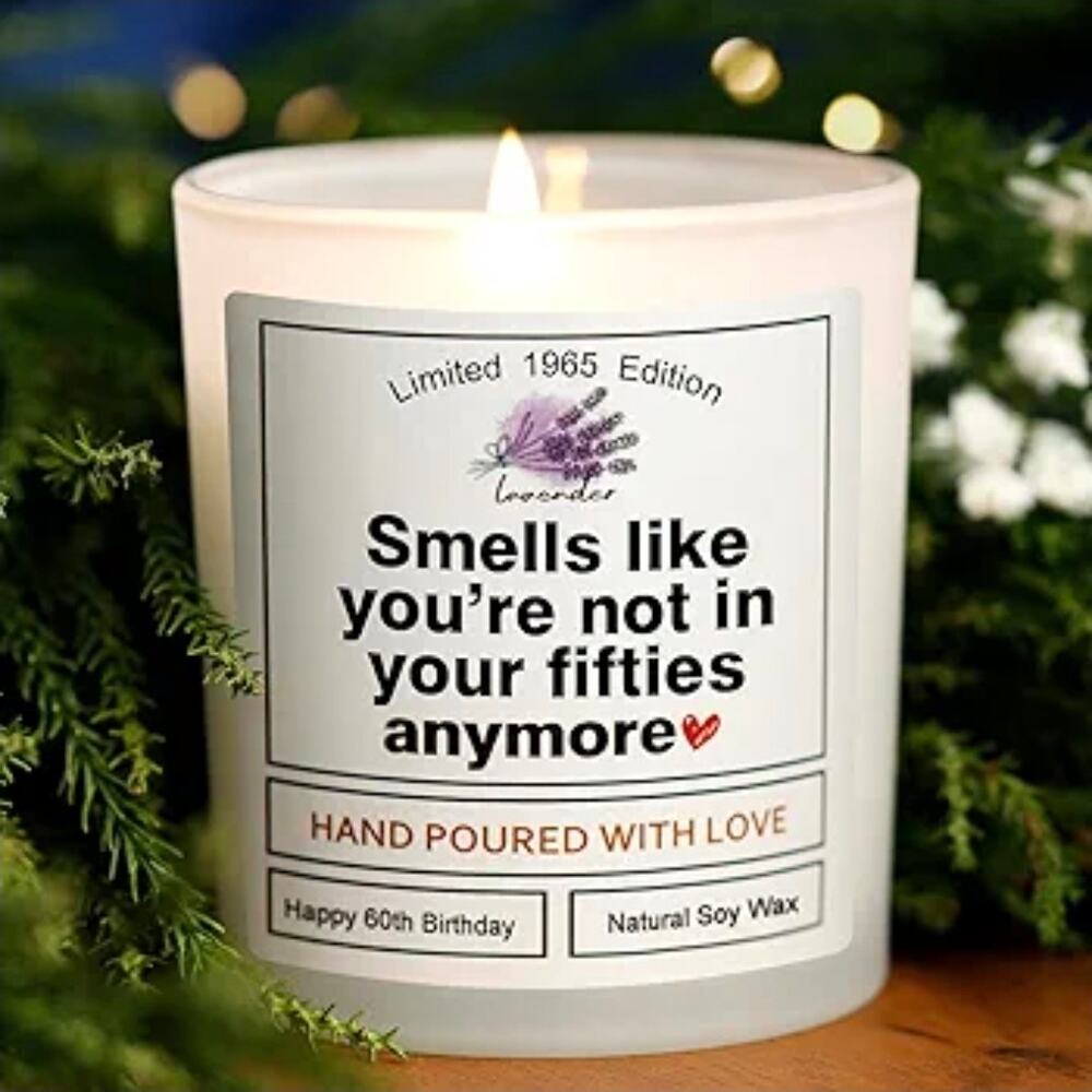60TH Birthday Gifts Turning 60 Present Lavendar Scented Soy Wax Candle Small s7